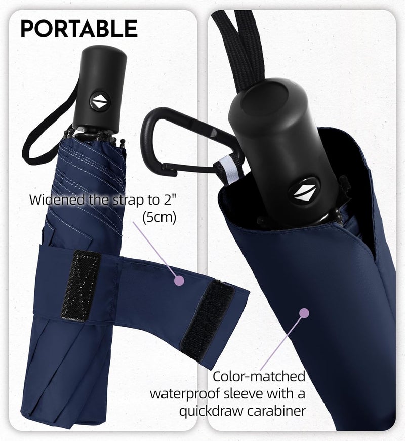 Lilac Compact Travel Windproof Umbrella, 43" Auto open/close Folding Quick Dry Umbrellas for Rain, Lightweight Portable Small for Backpack Car, Thoughtful Gift for Women Men Kids, TSA Approved - Image 4